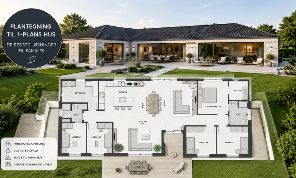 Plantegning til 1-plans hus